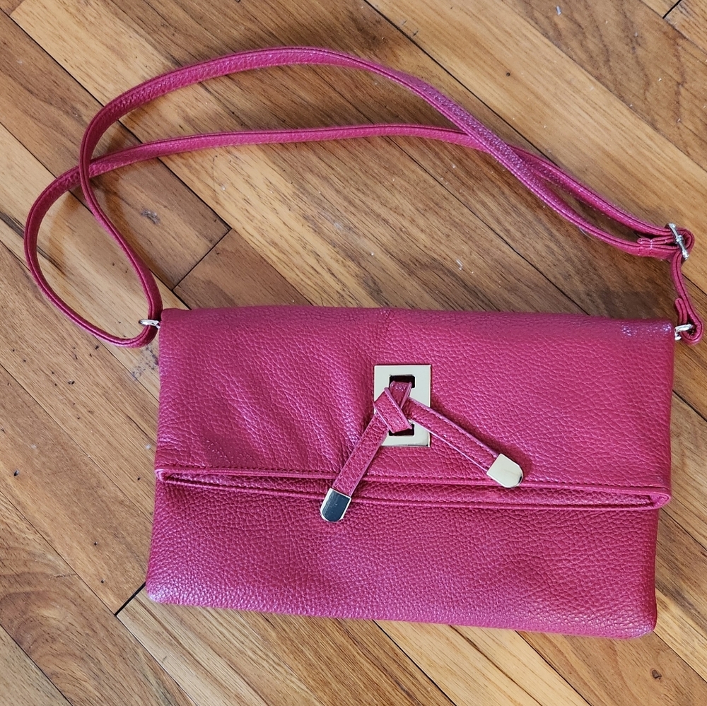 Chico's Sondra Roberts Squared Red Leather Purse Crossbody & Clutch NWOT